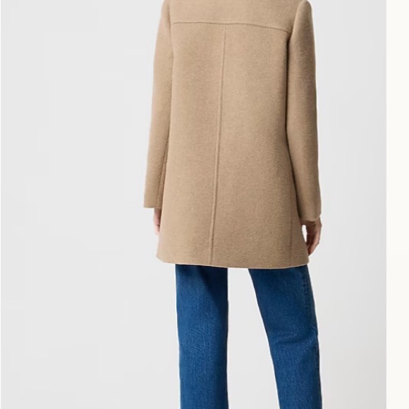J. Crew Wool City Coat Button Neck Mushroom Tan Zippered Car Thigh Length M 8 - Picture 4 of 14